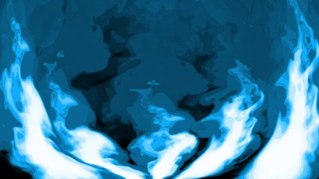 Blue cartoon look fire smoke circle loop effects animation