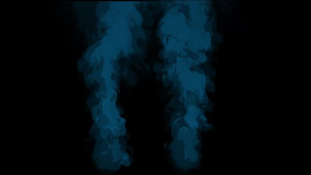 Blue cartoon look fire smoke circle loop effects animation