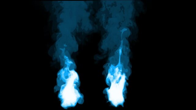 Blue cartoon look fire smoke circle loop effects animation