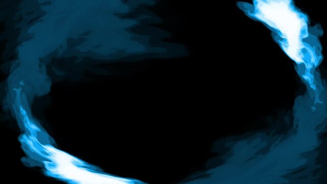 Blue cartoon look fire smoke circle loop effects animation