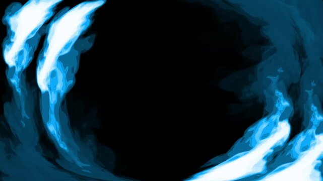 Blue cartoon look fire smoke circle loop effects animation