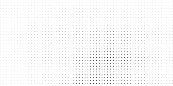 Abstract digital dot grid pattern background with subtle fade effect on white surface, representing technology.