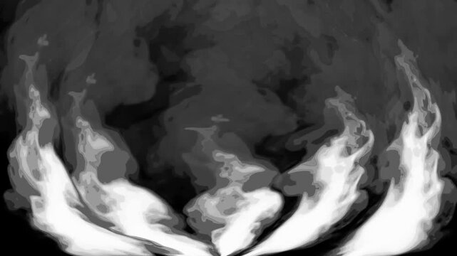 Black and white cartoon look smoke circle loop effects animation