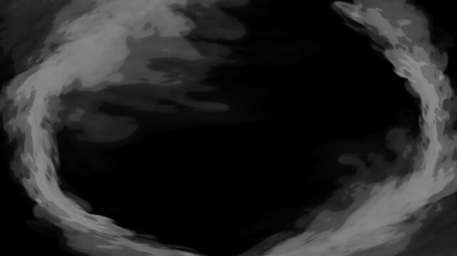 Black and white cartoon look smoke circle loop effects animation