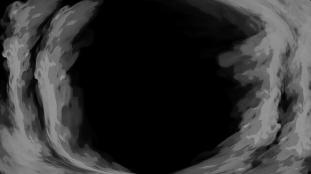 Black and white cartoon look smoke circle loop effects animation