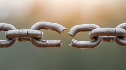 Fototapeta premium Close-Up of a Broken Chain Link Highlighting Fragility and Strength in Metal