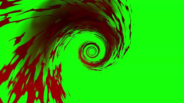 red spiral effects loop animation with green screen