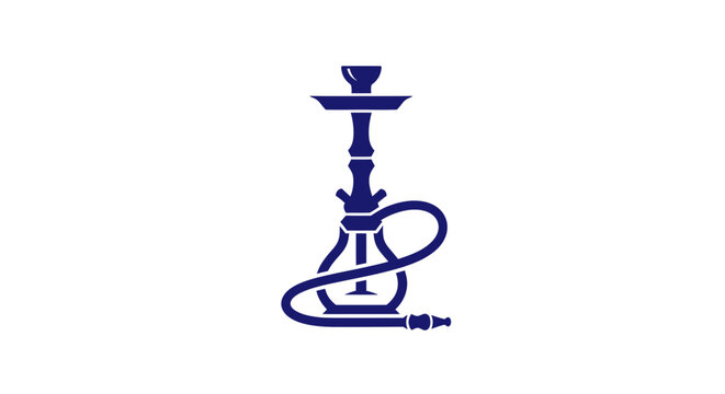 Blue Hookah Icon Silhouette on White Background, Shisha Pipe Vector Graphic