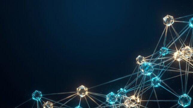 Abstract Neural Network and Glowing Digital Data Flow with Dark Negative Space for Tech Background
