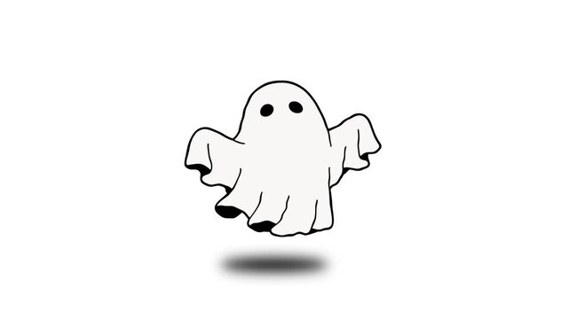 Playful cartoon ghost graphic, an ideal illustration for a transparent animation background, perfect for Halloween, spooky fun, or children's themed content