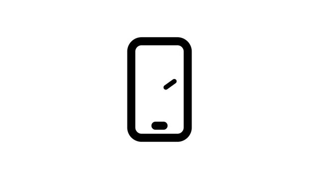 Mobile phone simple outline animation background transparent