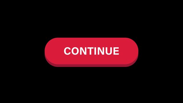 Dynamic 'Continue' button graphic for interactive user interfaces. Engaging animation background transparent element conveying progress, crucial for digital platforms and user engagement