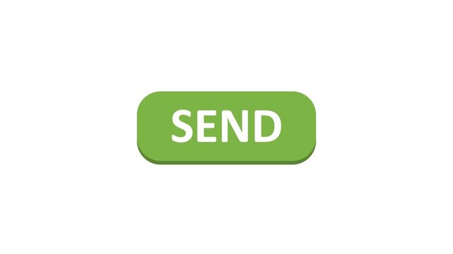 Green round button with the word SEND in white, perfect for an animation background with transparent capabilities