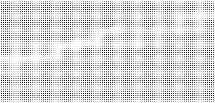 Dense dot halftone pattern overlaying a subtle geometric grid with black and white dot matrix halftone abstract geometric