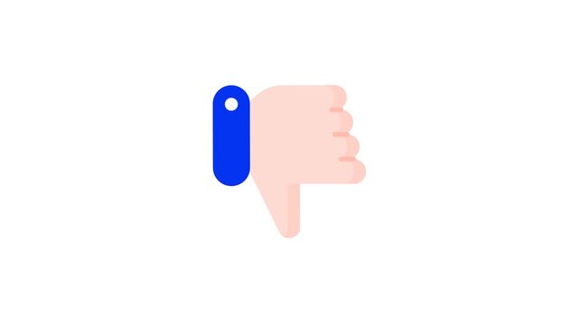 Clean illustration of a downward thumb, perfect for showing disapproval,  animation background transparent