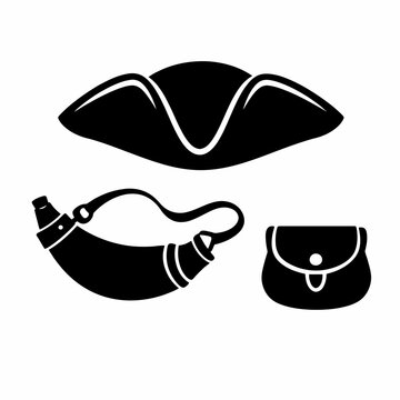 Musket Powder Horn Tricorn Hat Vector