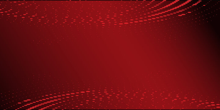 Abstract red circle dots wave pattern on black design. Modern technology background. Vector illustration