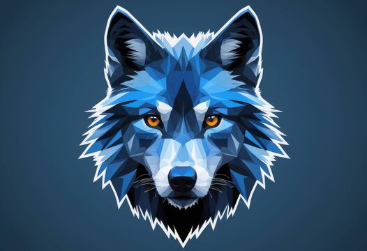 Geometric low poly wolf head illustration