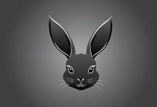 Stylish Black Rabbit Logo Illustration