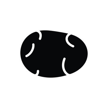 Simple black silhouette of a potato with visible eyes and rounded form