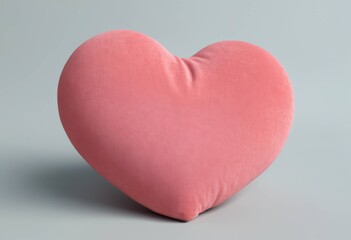 Fototapeta premium Soft red fabric heart-shaped cushion on a white background