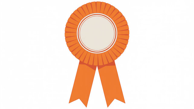 Vector illustration of a gold award ribbon and rosette with gold silver and bronze medal badges for the first place winner as a symbol of achievement and success in a champion competition