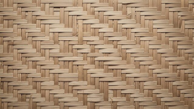 Woven bamboo texture background with intricate patterns and natural tones.