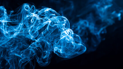 Obraz premium Blue smoke swirling on a dark background with a mesmerizing pattern ai generated image