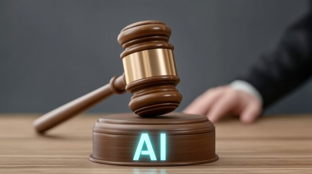 Realistic Judge's Gavel Representing Justice and Technology Integration in Modern Legal System