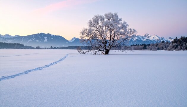 Snowy tree in a winter landscape