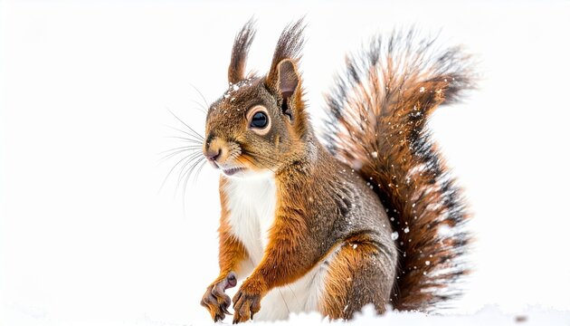 Squirrel in winter snow