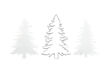 Obraz premium Three conifer trees silhouette vector illustration on transparent background presenting forest nature and winter season concept