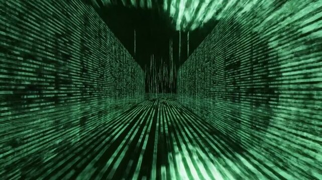 Digital Rain Code Tunnel - Abstract Technology Background.