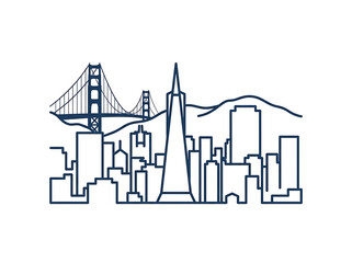 Naklejka premium Vector Silhouette Iconic of San Francisco
