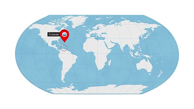 Curacao Map Highlight Zoom Animation Geography Concept