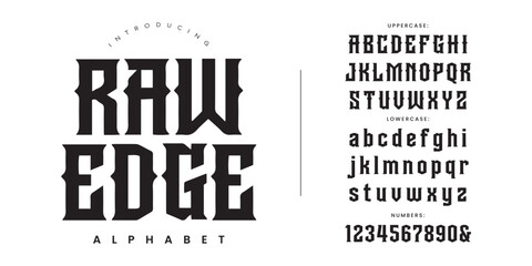 Raw Edge sharp modern blackletter font for aggressive sports branding and urban street culture design © Kiki