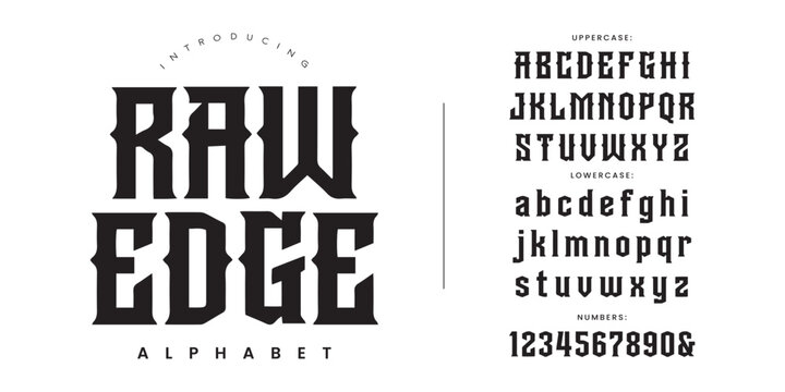 Raw Edge sharp modern blackletter font for aggressive sports branding and urban street culture design