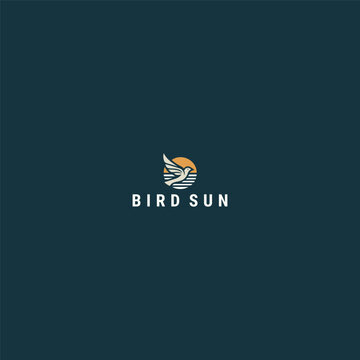 Bird sun logo icon design template vector illustration