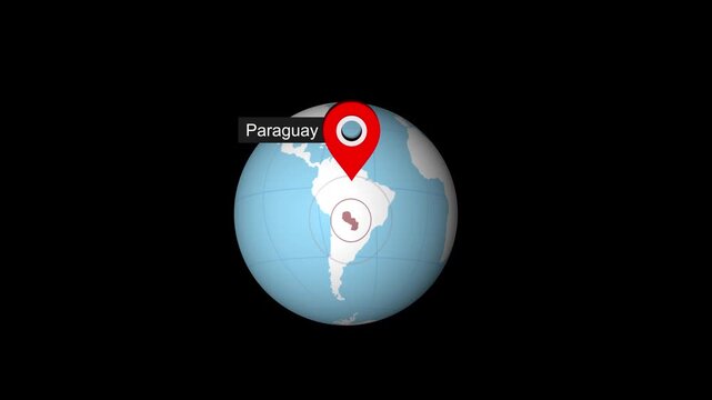 Paraguay Location Highlight on World Map with Circle Marker