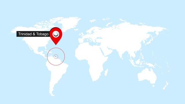 Trinidad Map Pin Location Animation Global World Map Concept