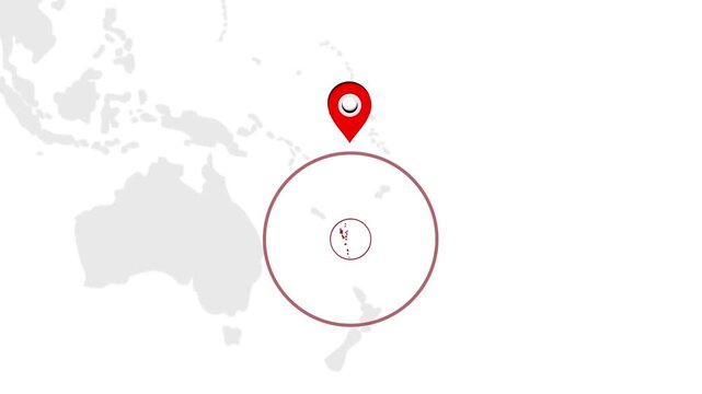 Vanuatu Country Location Animation on Digital World Map