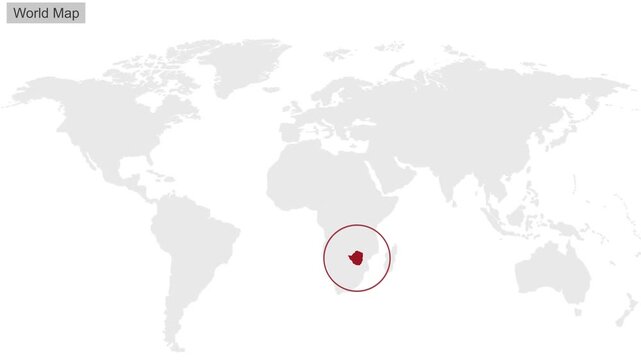 Zimbabwe Location on Globe for Presentation or Education
