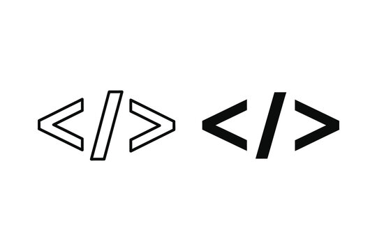 Coding symbols angle brackets slash outline and filled flat design vector illustration