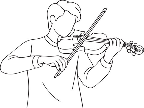 violin and bow violinist performer music instrument hand drawn vector illustration lineart