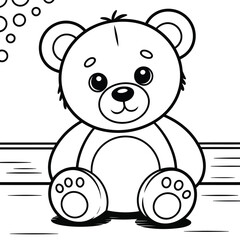 Obraz premium Adorable teddy bear illustration with bubbles a simple black and white design