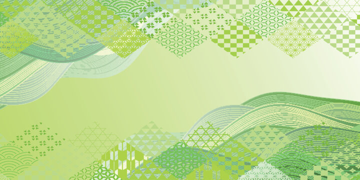 Elegant Japanese Traditional Patterned Green Background Design
