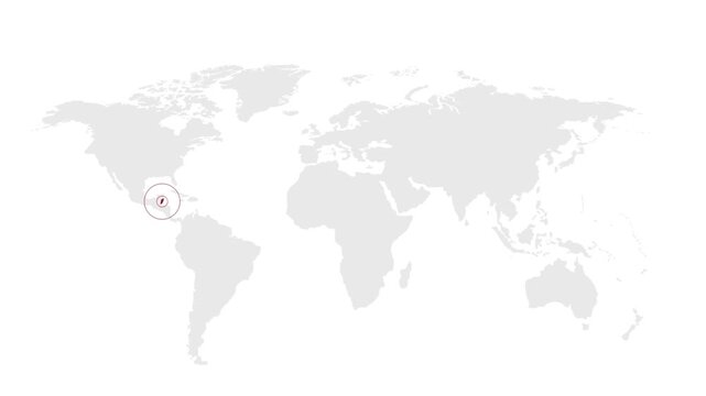 Belize Location on World Map with Pin Marker Illustration