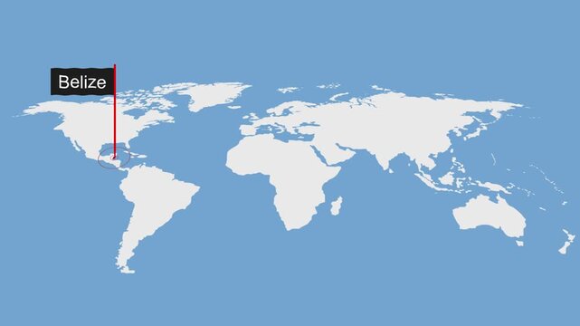 Belize City Location on World Map Animation Concept