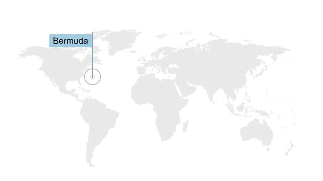 Bermuda Map Location Pointer Animation on World Map