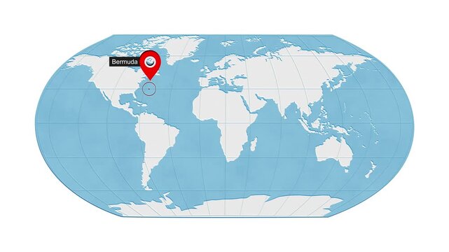 Bermuda Map Highlight Zoom Animation Geography Concept